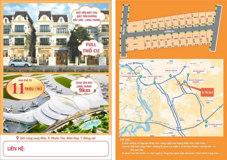 Bán đất Phước Tân, Biên Hoà gần mặt tiền đường 60m cách sân bay Long Thành 8km
