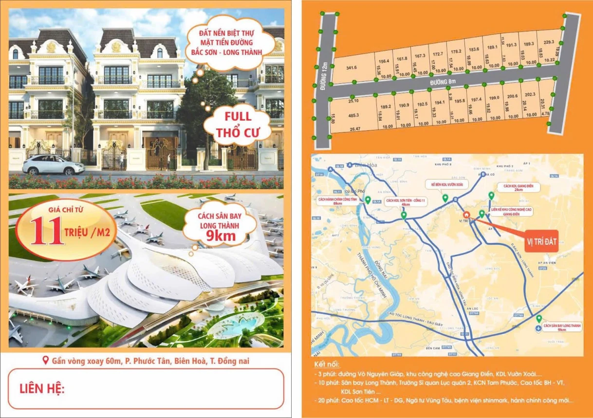 Bán lô đất phước tân mặt tiền đường 60m