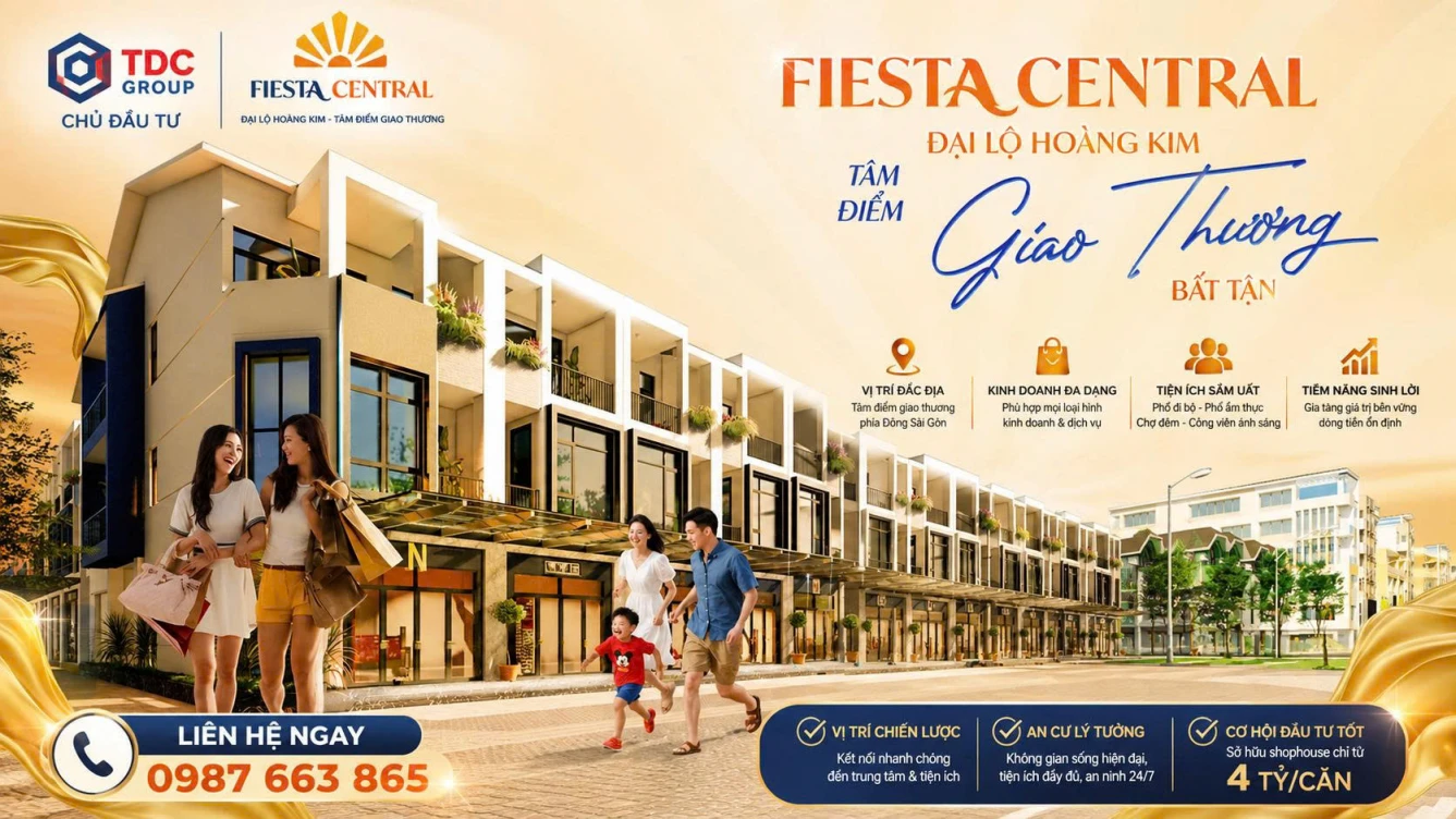 FIESTA CENTRAL – BECAMEX NHÀ PHỐ 2 MẶT TIỀN GIỮA TÂM ĐIỂM THÀNH PHỐ MỚI BÌNH DƯƠNG 0987663865