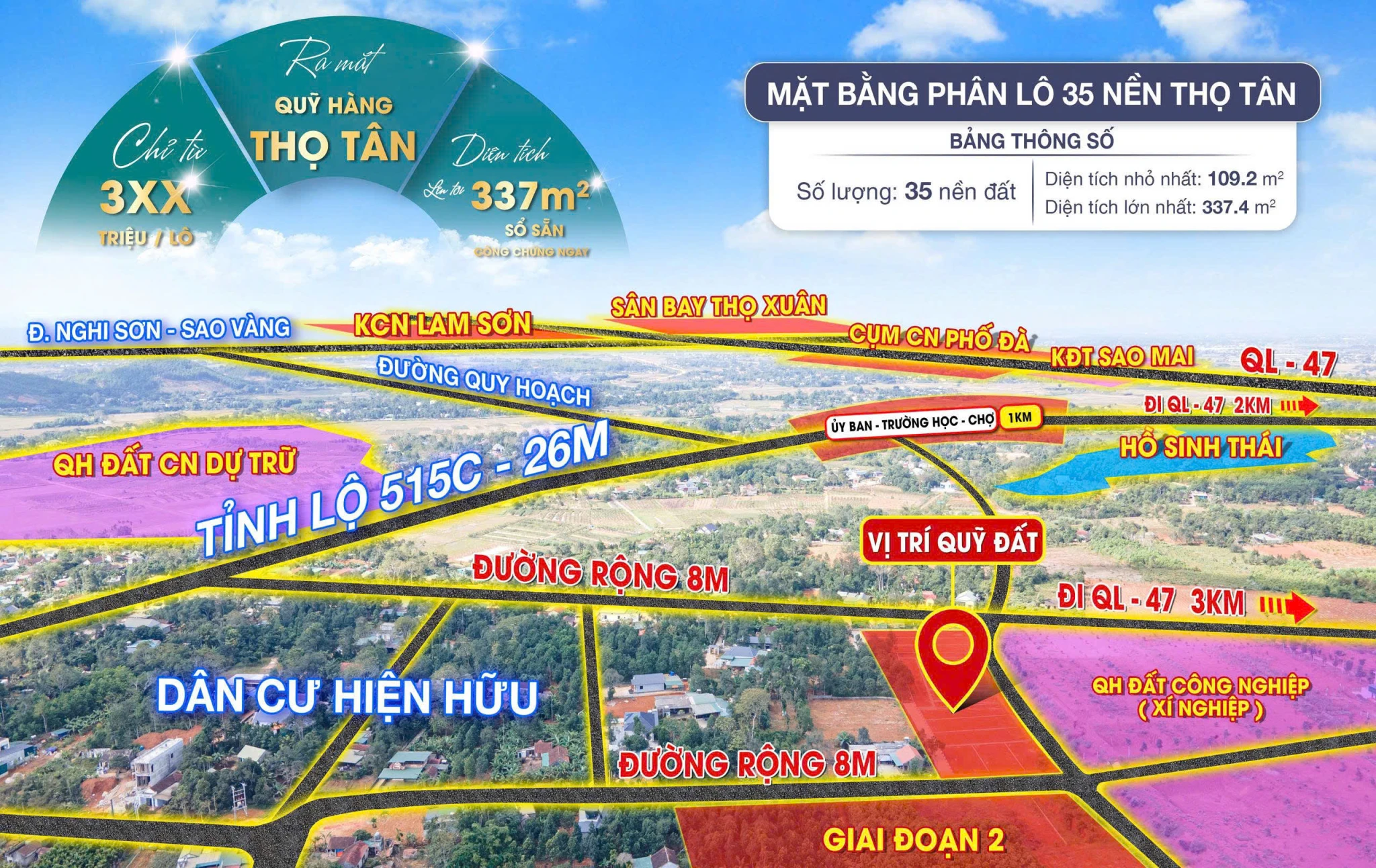 QUỸ ĐẤT ĐẸP THỌ TÂN TRIÊU SƠN GIÁ CHỈ TỪ 330 TRIỆU