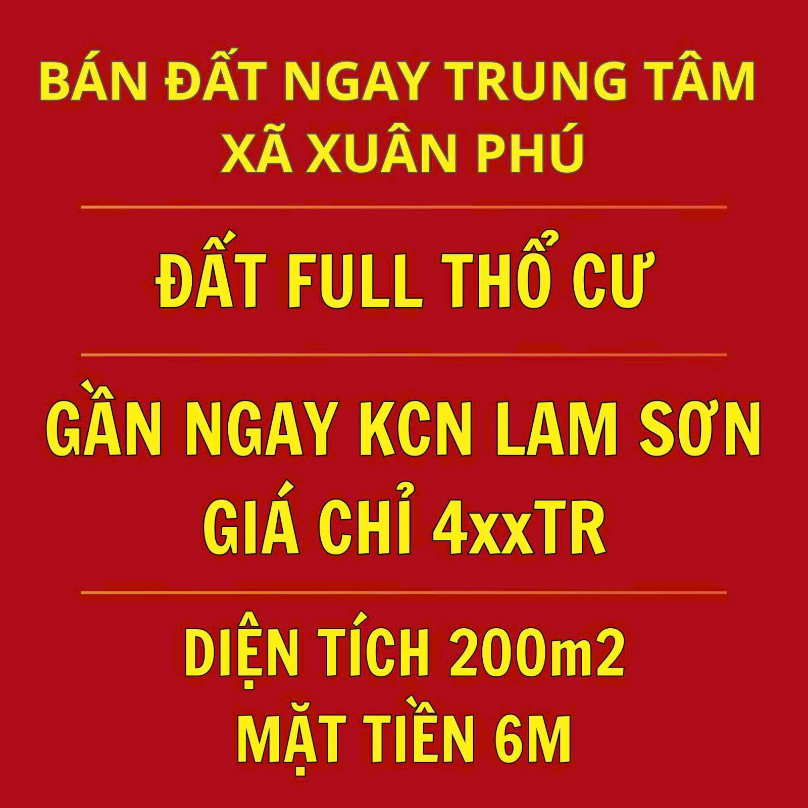 CHỈ 4XX TRIỆU SỞ HỮU LÔ ĐẤT KCN LAM SƠN, GẦN SÂN BAY