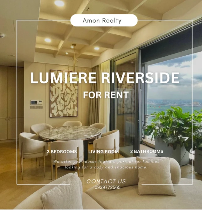 Lumiere RiverSide ] 🌆 Cho Thuê | Căn Hộ 3 Phòng Ngủ 2 Phòng Tắm | 101m2 | 58.000.000 VND/tháng (Đã Bao Gồm Phí Maângement)
