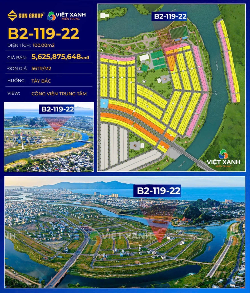 CẦN BÁN LÔ B2-119-22 – PHÂN KHU ĐẦM SEN - HÒA QUÝ - ĐÀ NẴNG