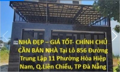⭐️CHÍNH CHỦ CẦN BÁN NHÀ tại 856 Đ.Trung Lập 11, Hòa Hiệp Nam (Liên Chiểu), TP Đà Nẵng; 0967819272