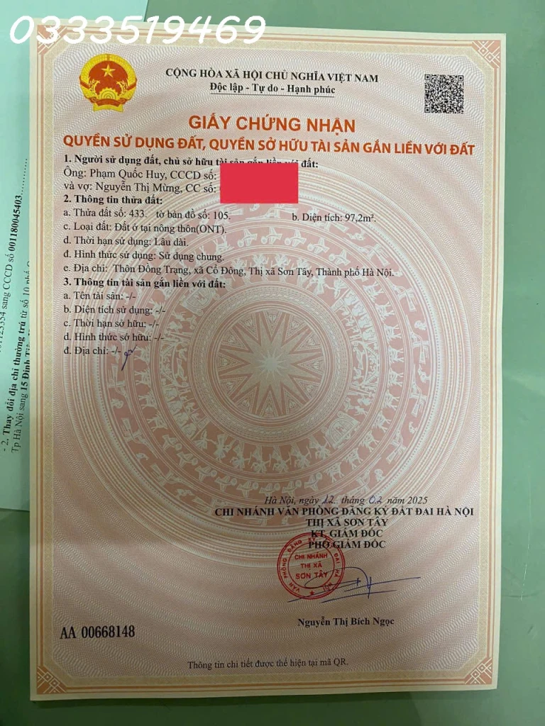 bà xã ông xã em cần bán mảnh đất full thổ cư- Đoài Phương, Sơn Tây, HN (Em chưa tiếp  marketing, cần tìm khách mua ạ)