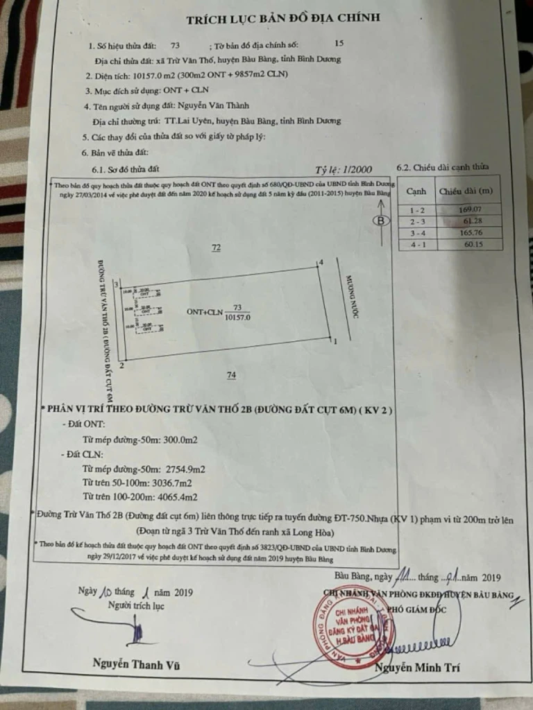 Bán đất măt tiền trung tâm Bàu Bàng , đường Trừ văn Thố 23 rộng 6m . Ngay trung tâm khu công nghiệp