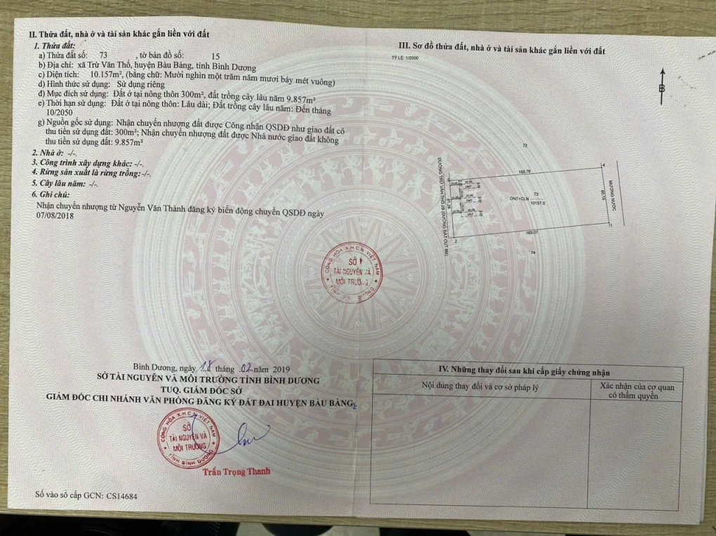 Bán đất măt tiền trung tâm Bàu Bàng , đường Trừ văn Thố 23 rộng 6m . Ngay trung tâm khu công nghiệp