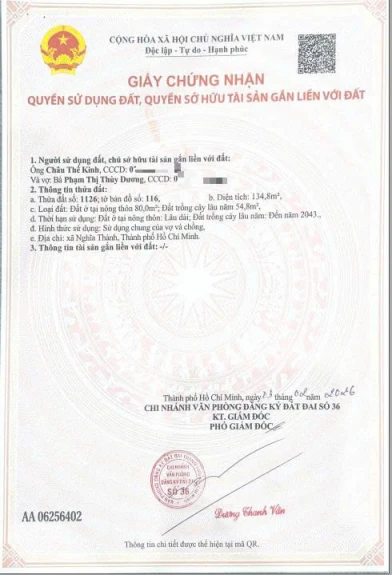BÁN ĐẤT XÃ NGHĨA THÀNH, TP.HCM
