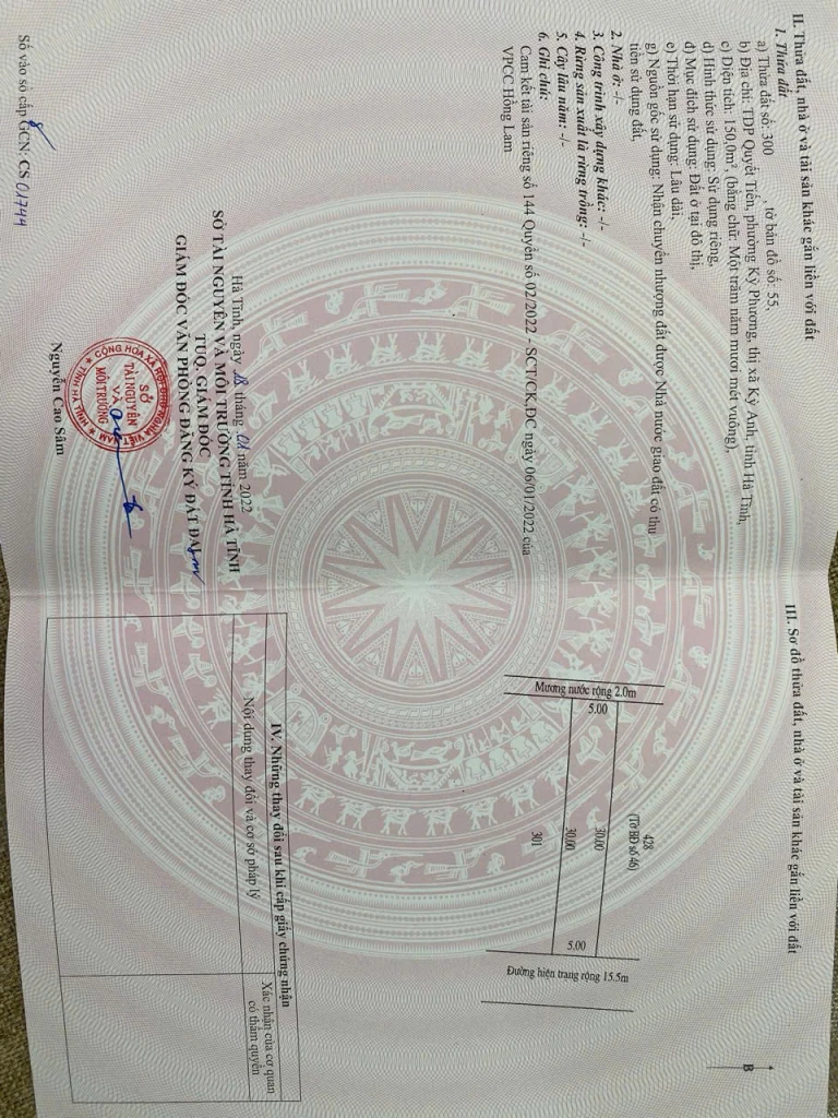 CHÍNH CHỦ BÁN 150m2 ĐẤT ODT SỔ HỒNG NGAY ĐƯỜNG TRÁNH MẶT TIỀN QL1A-KỲ ANH-HÀ TĨNH