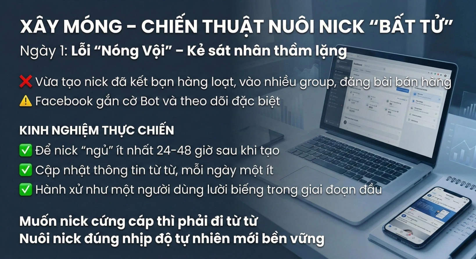 Chiến Thuật Nuôi Nick "Bất Tử" Phần mềm nuôi nick facebook.Tại Sao 90% Nick Facebook Vừa Lập Đã Bay Màu?