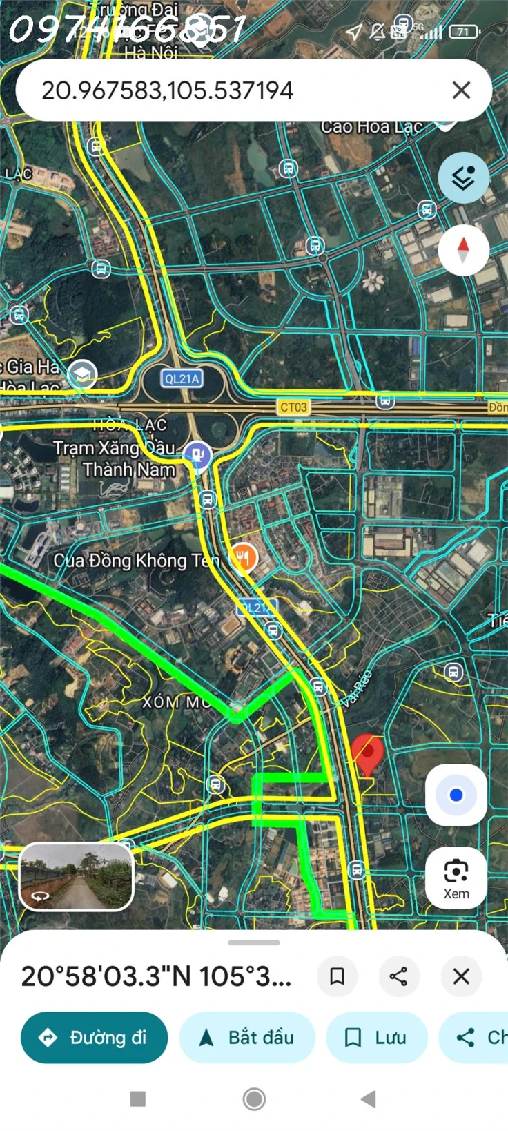 Đất nền Hòa Lạc, cách QL21 rộng 80m vài bước chân. Giá chỉ hơn 40tr/m