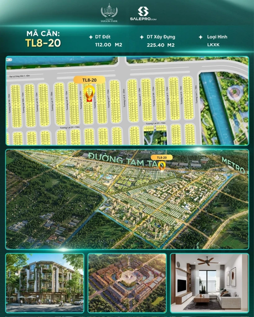 Kính gửi Anh/Chị thông tin căn:🔹 Mã căn: TL8-20 Căn XẼ KHE VINHOMES HỐC MÔN