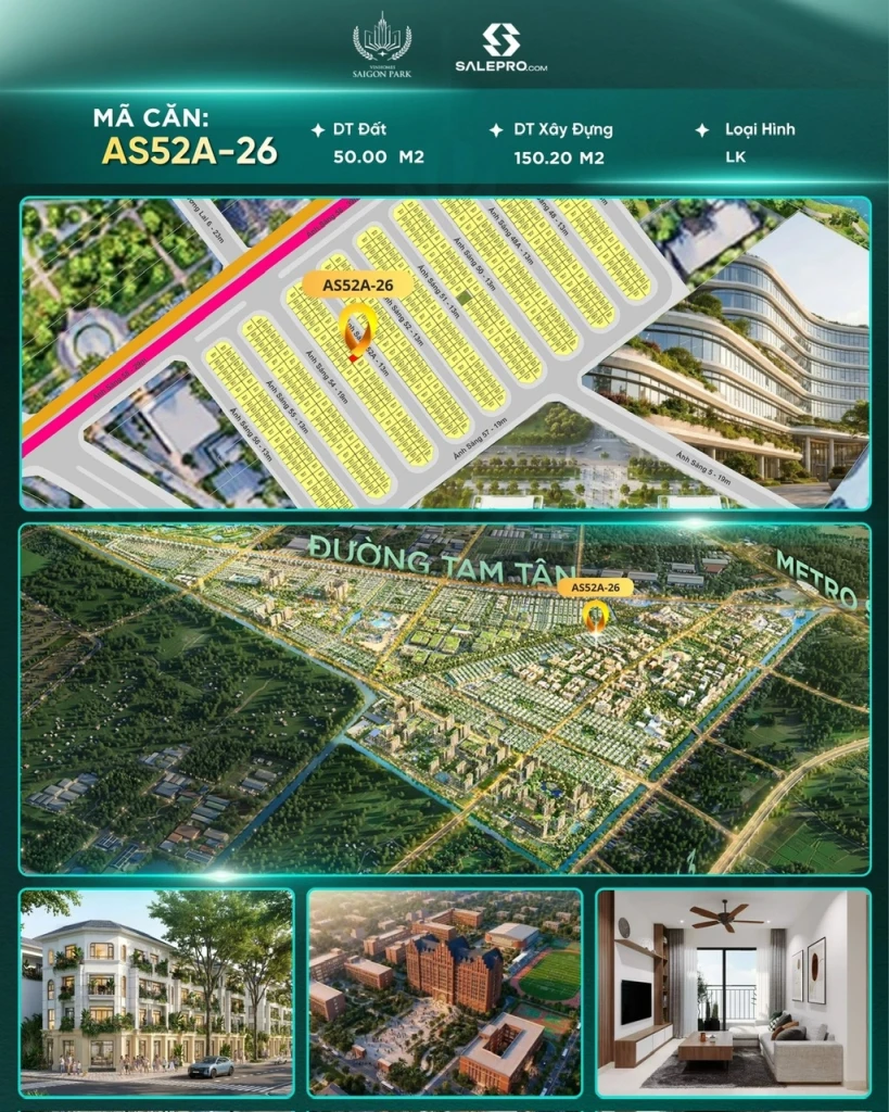 Kính gửi Anh/Chị thông tin căn:🔹 Mã căn: AS52A-26 NHÀ PHỐ VINHOMES HÓC MÔN