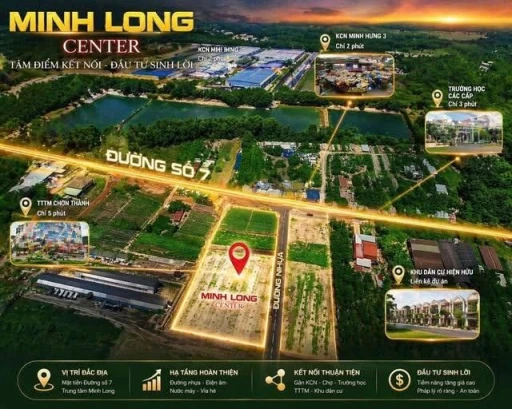 Đất thổ cư gần Ngã tư Chơn Thành, Minh Long