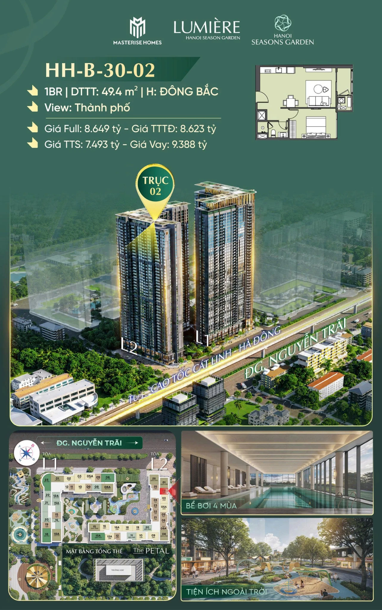 🌆 MỞ BÁN CĂN 1PN- HHB-30-02 - HANOI SEASONS GARDEN 🌆
