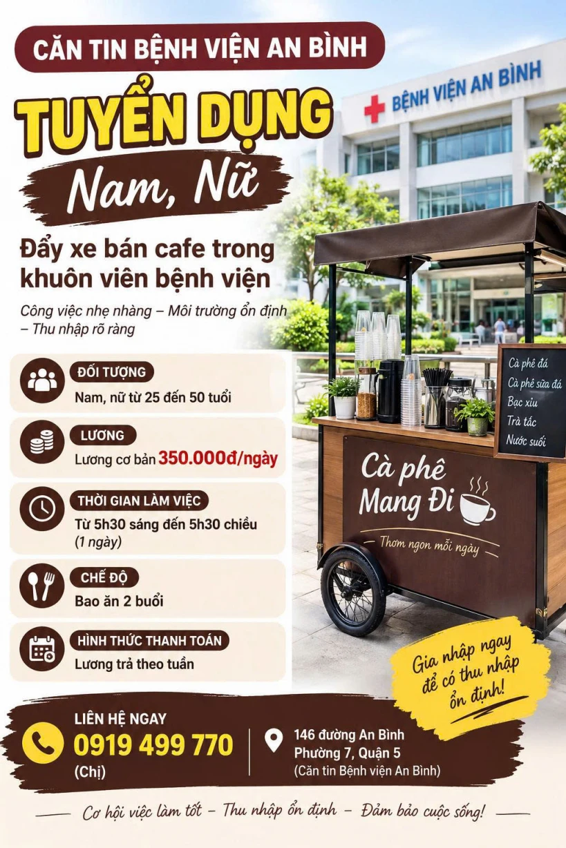 CĂN TIN BỆNH VIỆN AN BÌNH TUYỂN DỤNG NAM, NỮ