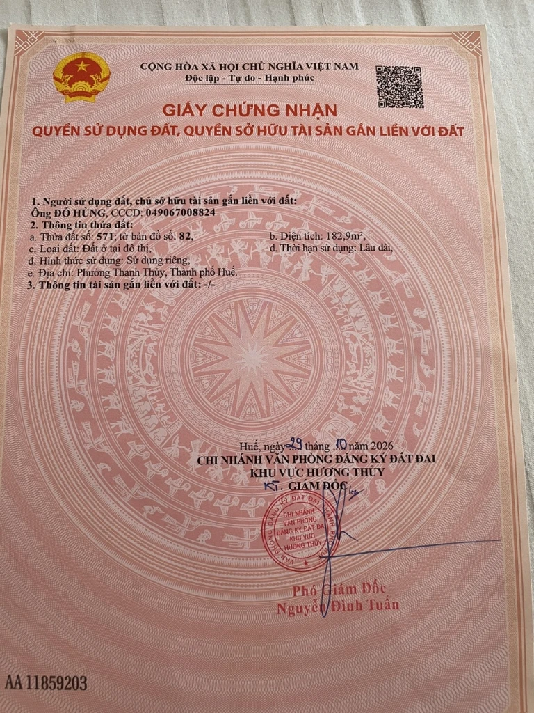 Mình Cần Bán Lô Đất Phường Thanh Thủy, Thành Phố Huế