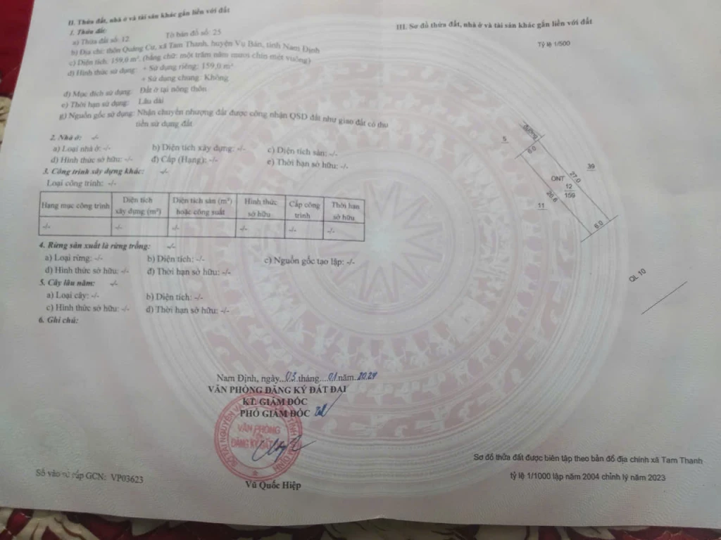 BÁN GẤP LÔ ĐẤT MẶT ĐƯỜNG QUỐC LỘ 10 – VỤ BẢN