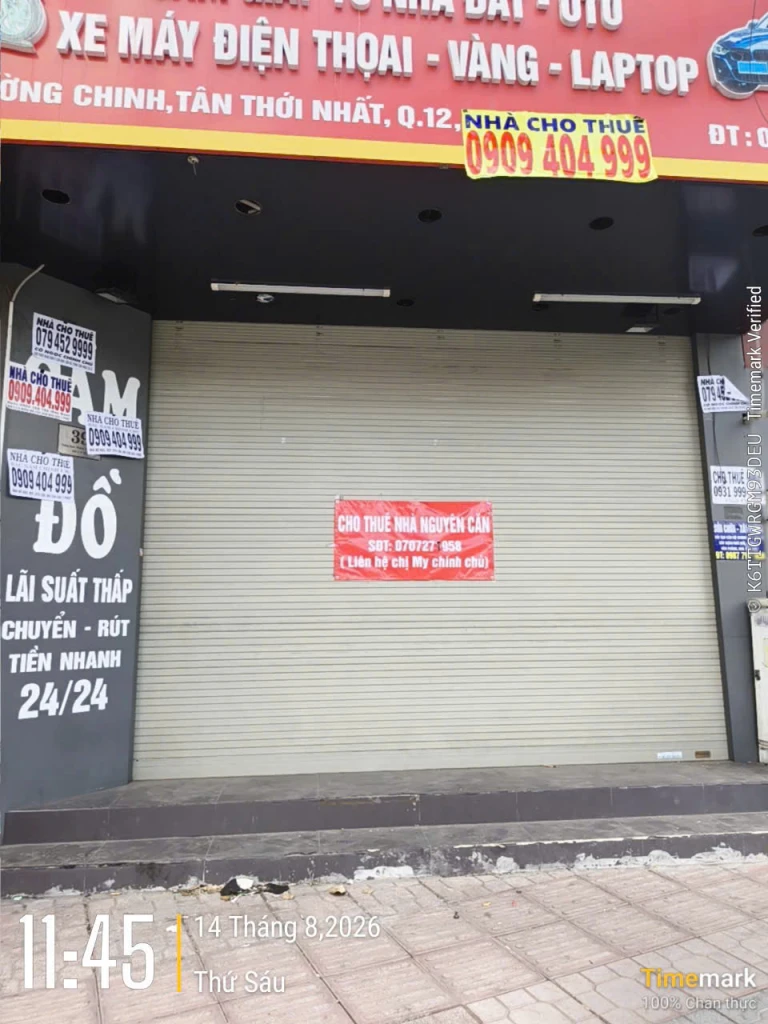 CHÍNH CHỦ CHO THUÊ NHÀ MẶT TIỀN TRƯỜNG CHINH, QUẬN 12, TP.HCM