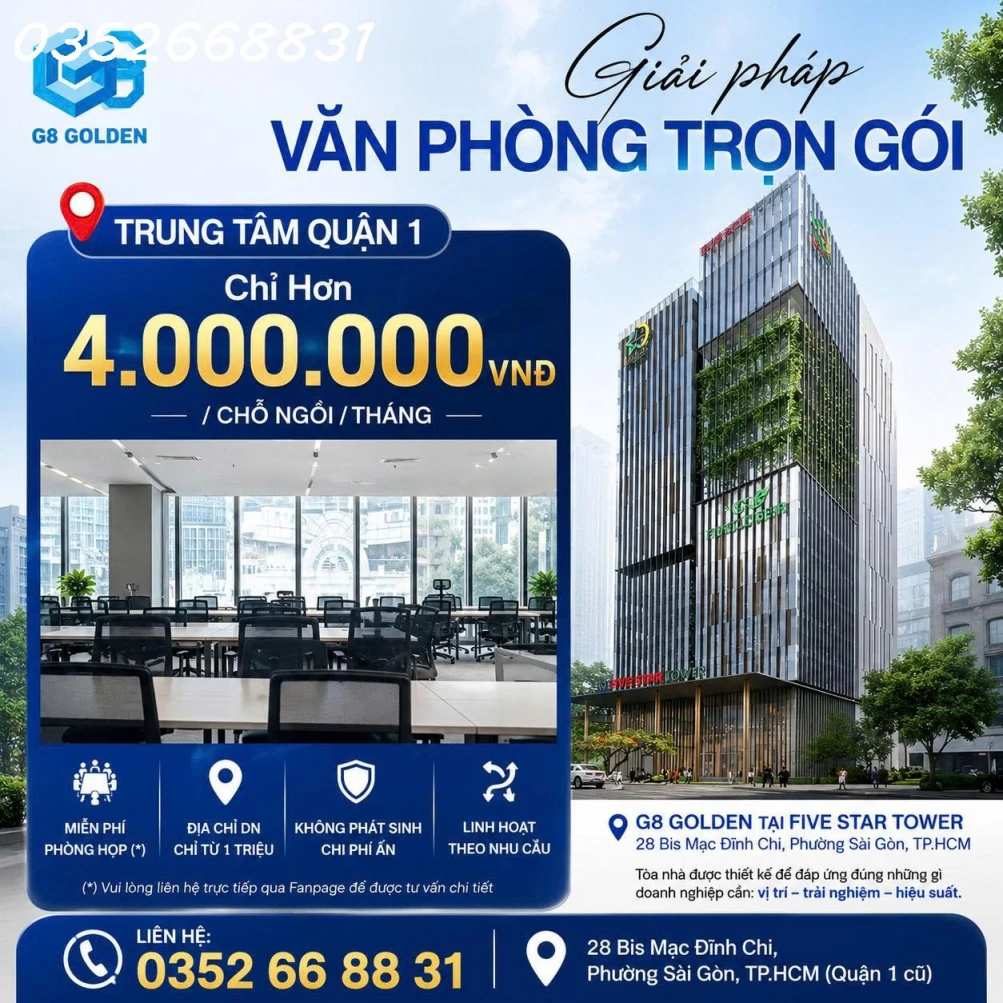CHỈ TỪ 4 TRIỆU/THÁNG – SỞ HỮU VĂN PHÒNG HẠNG A, VIEW TRIỆU ĐÔ NGAY TRUNG TÂM QUẬN 1