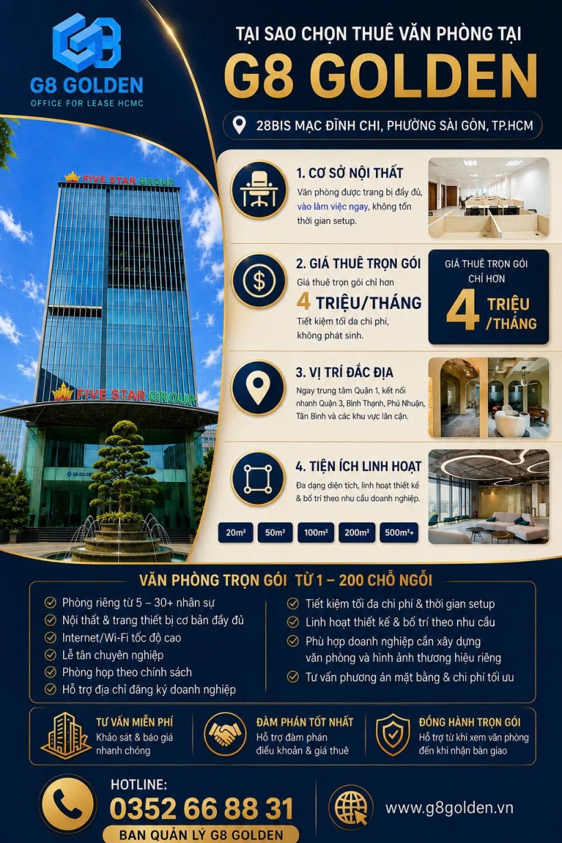 CHO THUÊ VĂN PHÒNG TRỌN GÓI TẠI QUẬN 1 – CHỈ TỪ HƠN 4 TRIỆU/CHỖ!