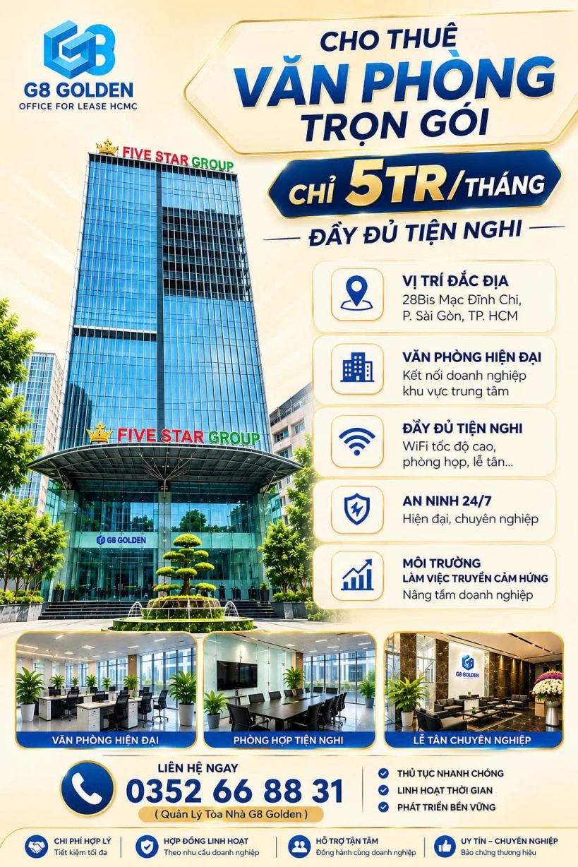CHO THUÊ VĂN PHÒNG FIVE STAR TOWER Q.1 – FULL NỘI THẤT – VÀO LÀM NGAY