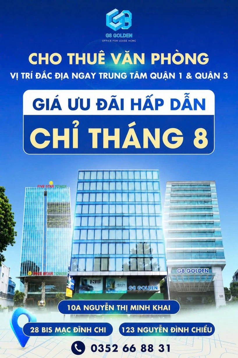 CHO THUÊ VĂN PHÒNG QUẬN 1 & QUẬN 3  GIÁ TỪ $19/M²