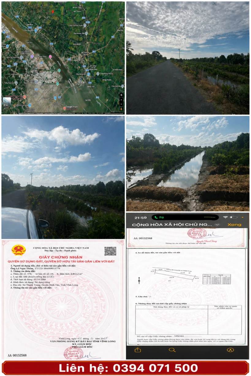BÁN 3 THỬA ĐẤT – LỘ NHỰA 6M – THÀNH TRUNG, BÌNH TÂN, VĨNH LONG