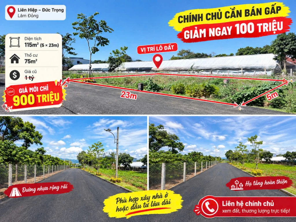 🏡 TÀI CHÍNH DƯỚI 1 TỶ – THAM KHẢO NGAY ĐẤT KHU LIÊN HIỆP