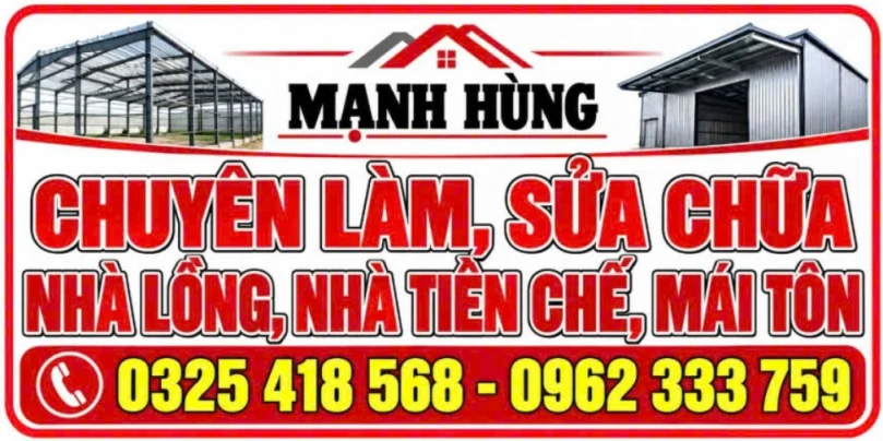 Mạnh Hùng - Nhận làm, sửa chữa nhà lồng, nhà tiền chế, mái tôn tại Lâm Đồng - Thẩm mỹ, chắc chắn
