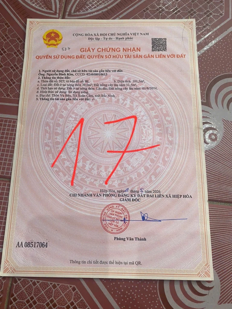 ĐẤT ĐẸP XUÂN CẨM, BẮC NINH-  LÔ 104,1M² ĐƯỜNG Ô TÔ THOÁNG RỘNG ĐÂY RỒI