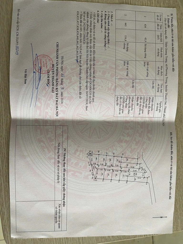 Hơn 1 tỷ lô góc 45.9m2 đất tại làng chuông xe tải đỗ cửa 100m