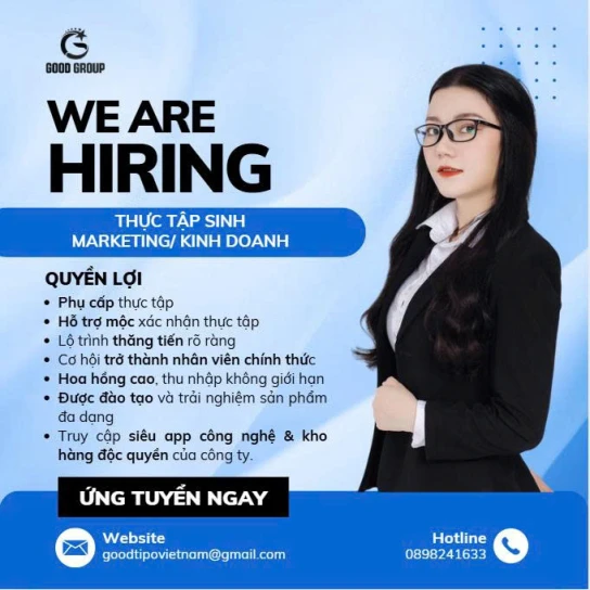 TUYỂN DỤNG THỰC TẬP SINH MARKETING/KINH DOANH – GOOD TIPO