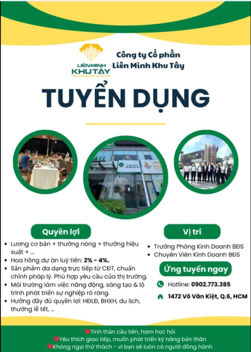  ⭐ TUYỂN DỤNG NV KINH DOANH BĐS TP.HCM (QUẬN 6)⭐